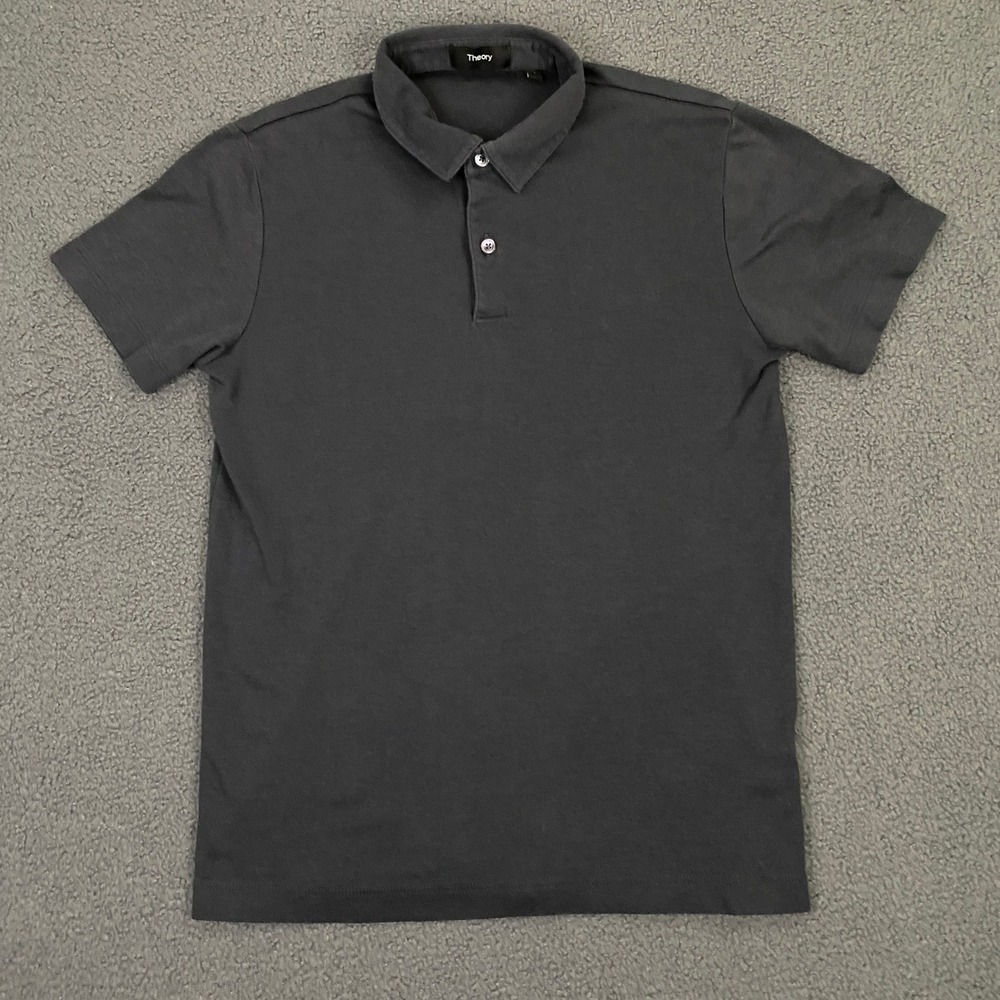 Theory Polo Shirt Mens XS Charcoal Gray Pima Cotton Bron New Snaplight Modern